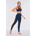 Jiejin Workout Leggings and Sports Bra Set Sexy Mesh Yoga Pantalones de fitness de cintura alta Pantalones de yoga para mujeres